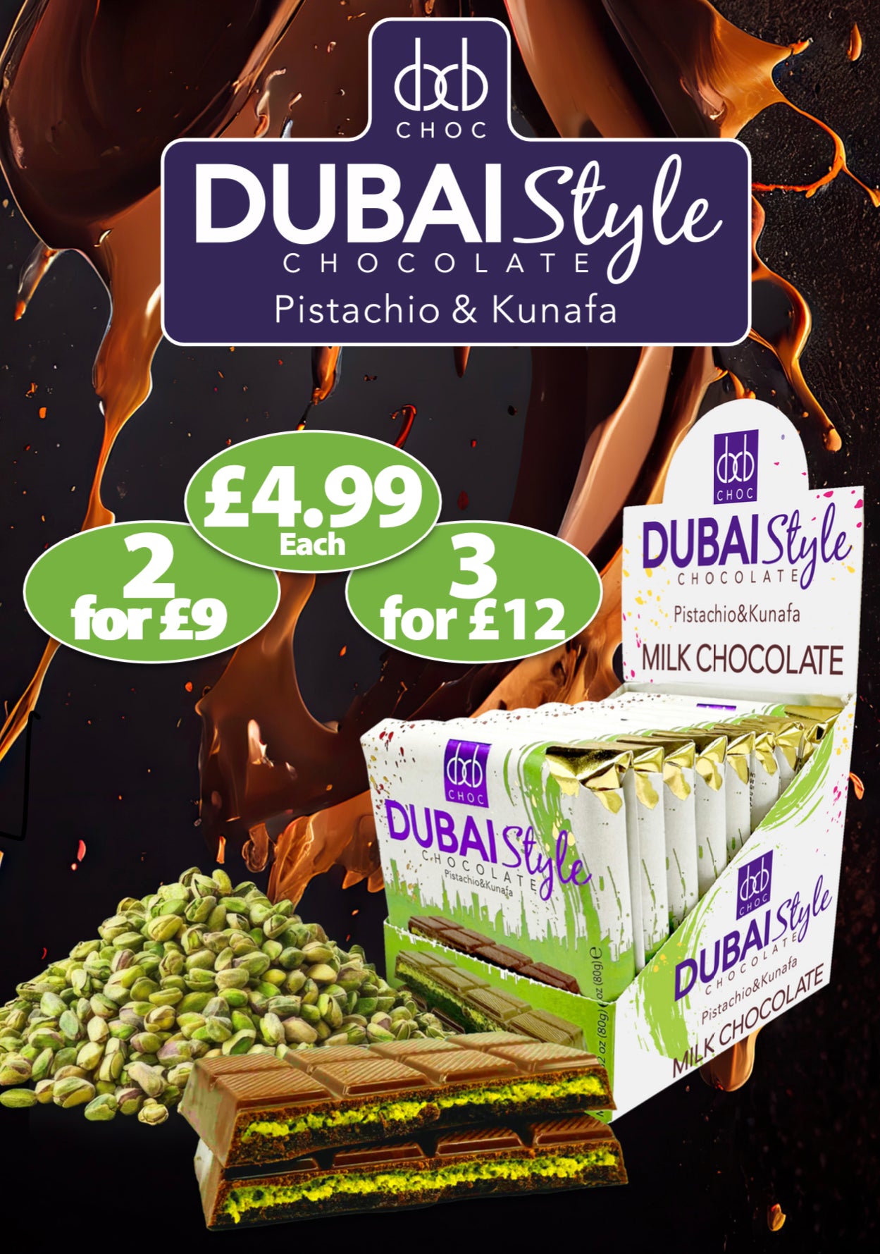Dubai Style Chocolate Bar (80g) - dxbchoc.com